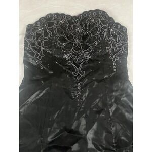 Bicici Dress Womens 10 Black Strapless Beaded Lace Floral‎ A-Line Party Cocktail